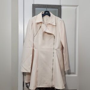 Elegant Cream Women's  Peplum Blazer Dress